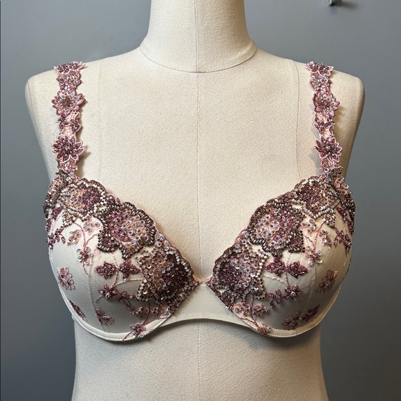 Marciano embellished bra with floral embroidery and beadwork size 36 D - Picture 2 of 10